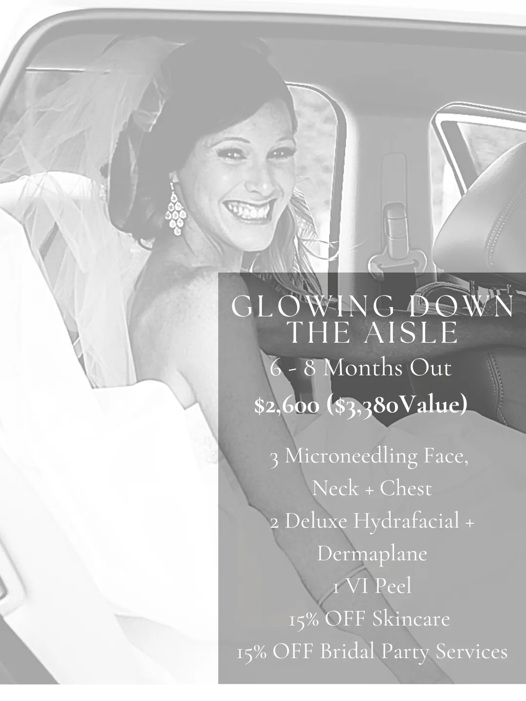 Promotional graphic for bridal package services in Mt. Pleasant SC at Bare Skin MedSpa