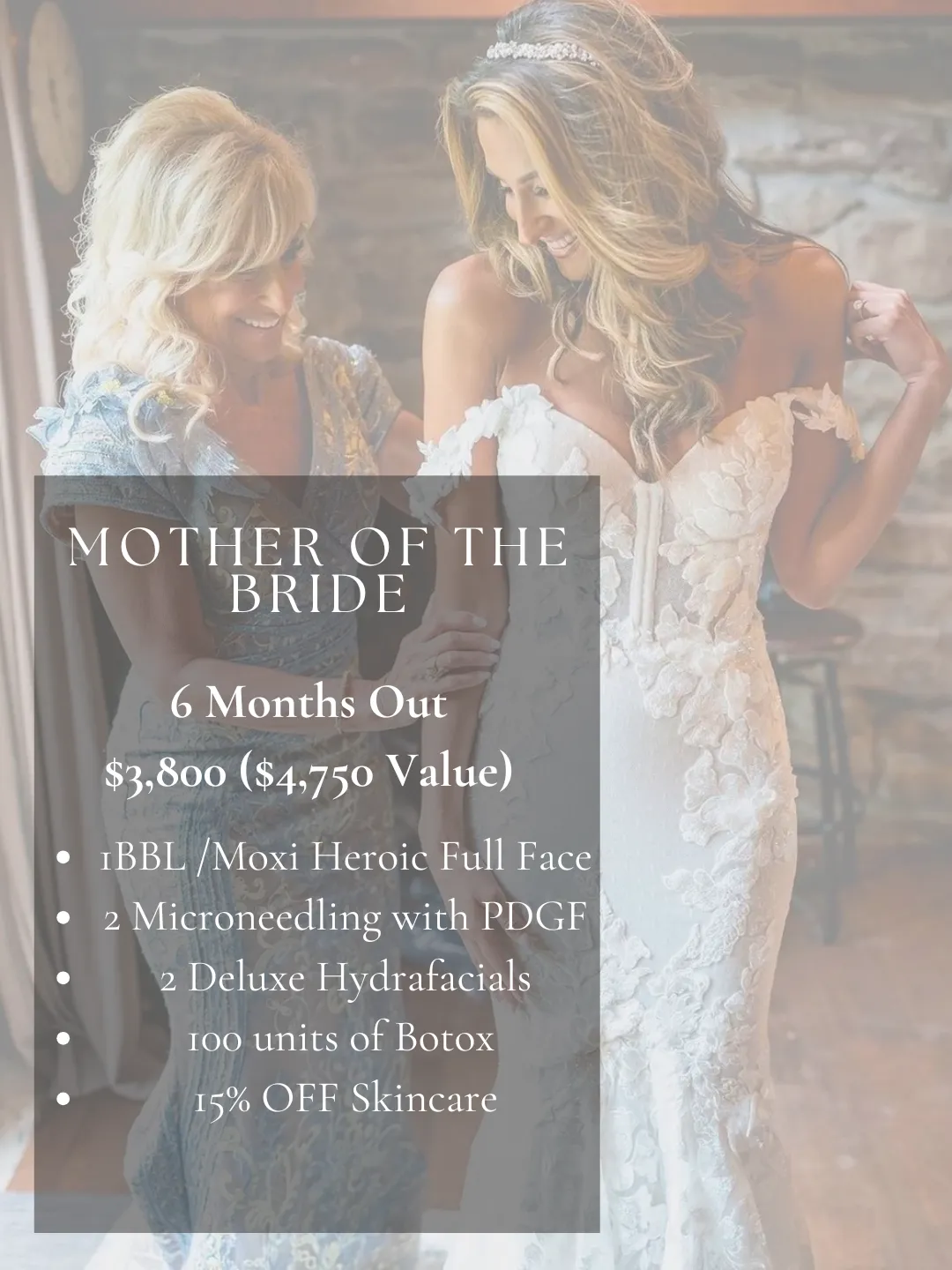 Wedding ready bridal package savings in Mt. Pleasant SC at Bare Skin MedSpa
